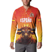 Personalized Spain Bull with Crown Button Sweatshirt Espana Flag with Coat of Arms