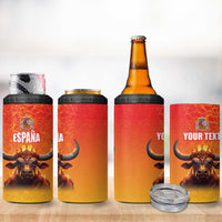 Personalized Spain Bull with Crown 4 in 1 Can Cooler Tumbler Espana Flag with Coat of Arms
