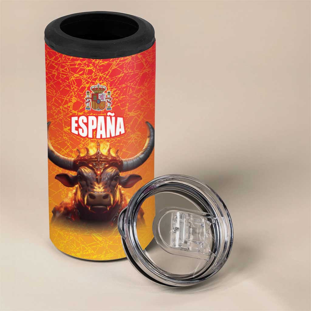 Personalized Spain Bull with Crown 4 in 1 Can Cooler Tumbler Espana Flag with Coat of Arms