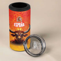 Personalized Spain Bull with Crown 4 in 1 Can Cooler Tumbler Espana Flag with Coat of Arms