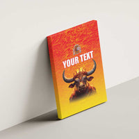 Personalized Spain Bull with Crown Canvas Wall Art Espana Flag with Coat of Arms