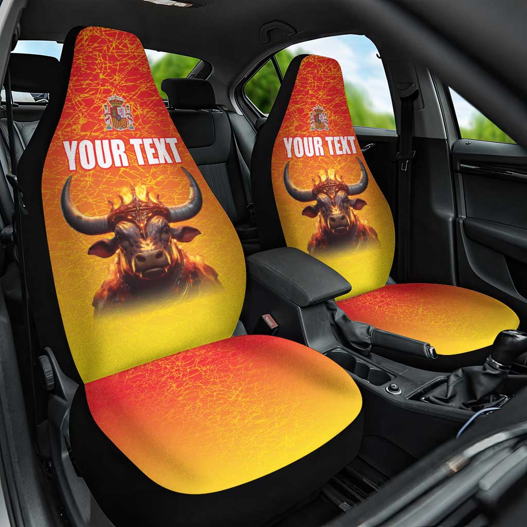 Personalized Spain Bull with Crown Car Seat Cover Espana Flag with Coat of Arms