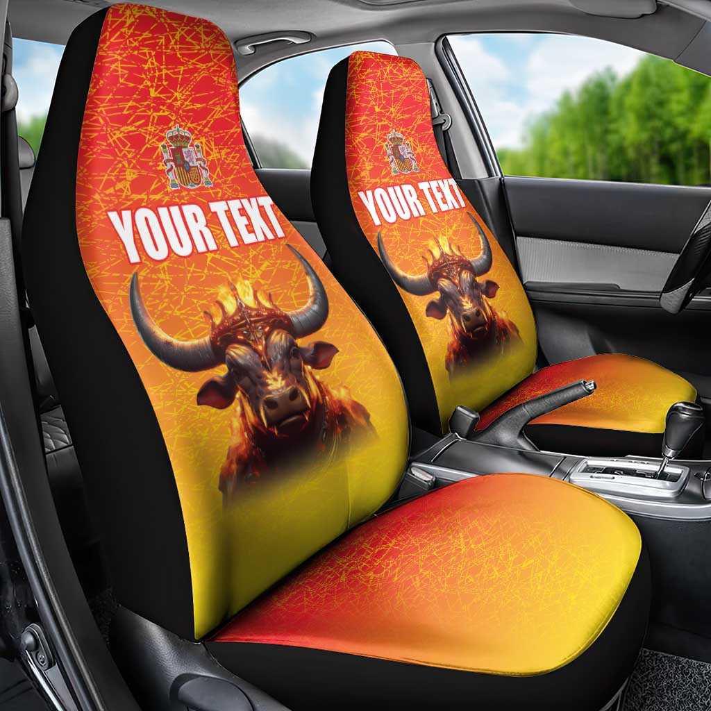 Personalized Spain Bull with Crown Car Seat Cover Espana Flag with Coat of Arms