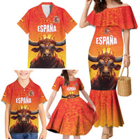 Personalized Spain Bull with Crown Family Matching Mermaid Dress and Hawaiian Shirt Espana Flag with Coat of Arms