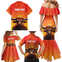 Personalized Spain Bull with Crown Family Matching Mermaid Dress and Hawaiian Shirt Espana Flag with Coat of Arms