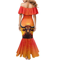 Personalized Spain Bull with Crown Family Matching Mermaid Dress and Hawaiian Shirt Espana Flag with Coat of Arms