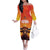 Personalized Spain Bull with Crown Family Matching Off The Shoulder Long Sleeve Dress and Hawaiian Shirt Espana Flag with Coat of Arms