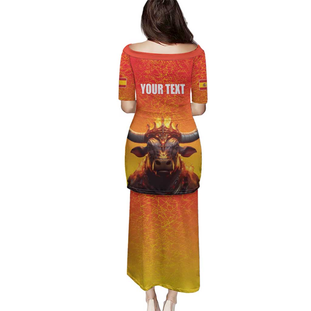 Personalized Spain Bull with Crown Family Matching Puletasi and Hawaiian Shirt Espana Flag with Coat of Arms