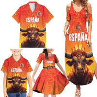 Personalized Spain Bull with Crown Family Matching Summer Maxi Dress and Hawaiian Shirt Espana Flag with Coat of Arms