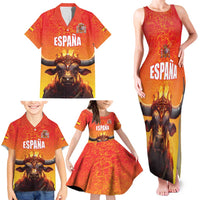 Personalized Spain Bull with Crown Family Matching Tank Maxi Dress and Hawaiian Shirt Espana Flag with Coat of Arms