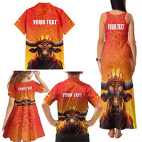 Personalized Spain Bull with Crown Family Matching Tank Maxi Dress and Hawaiian Shirt Espana Flag with Coat of Arms