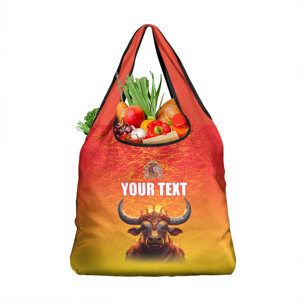 Personalized Spain Bull with Crown Grocery Bag Espana Flag with Coat of Arms