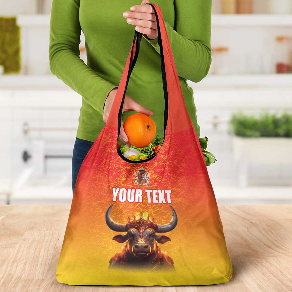 Personalized Spain Bull with Crown Grocery Bag Espana Flag with Coat of Arms