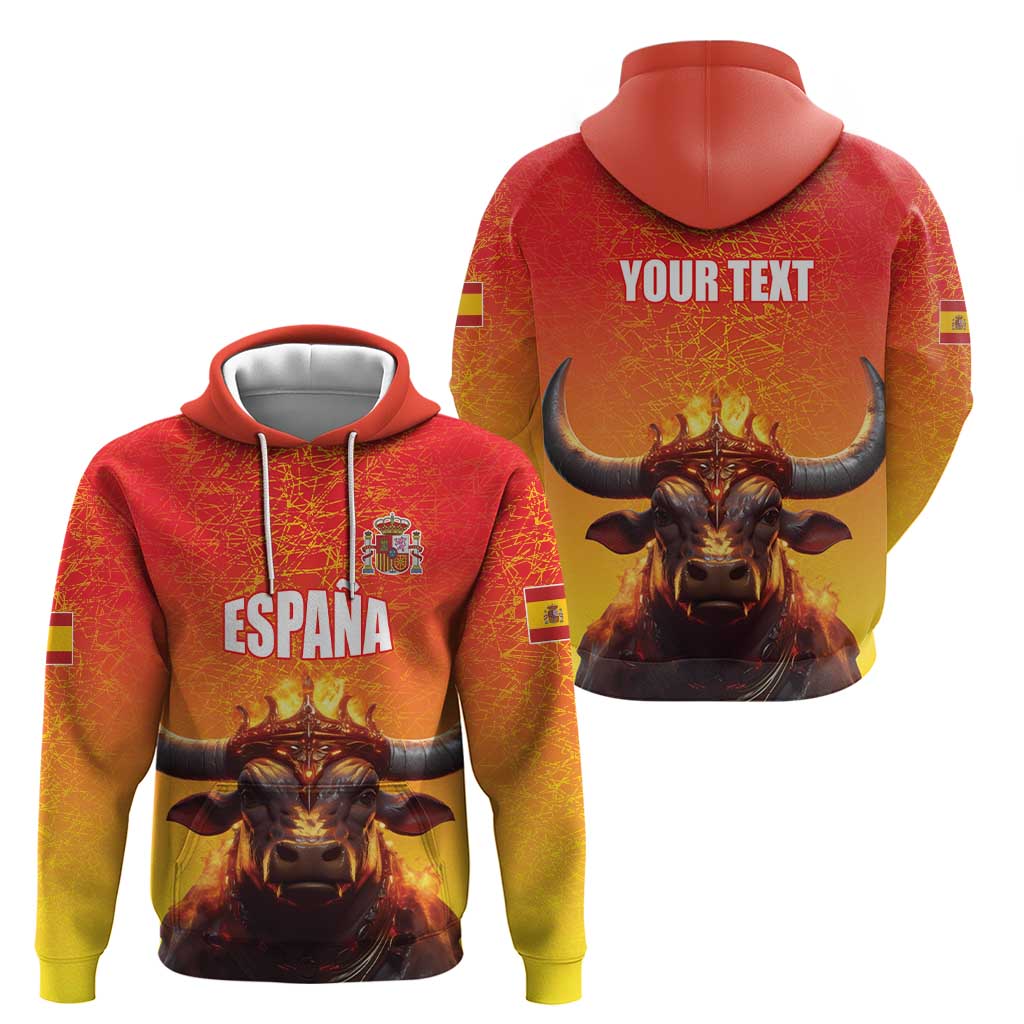 Personalized Spain Bull with Crown Hoodie Espana Flag with Coat of Arms