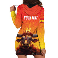 Personalized Spain Bull with Crown Hoodie Dress Espana Flag with Coat of Arms