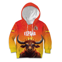 Personalized Spain Bull with Crown Kid Hoodie Espana Flag with Coat of Arms