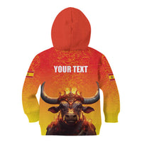 Personalized Spain Bull with Crown Kid Hoodie Espana Flag with Coat of Arms