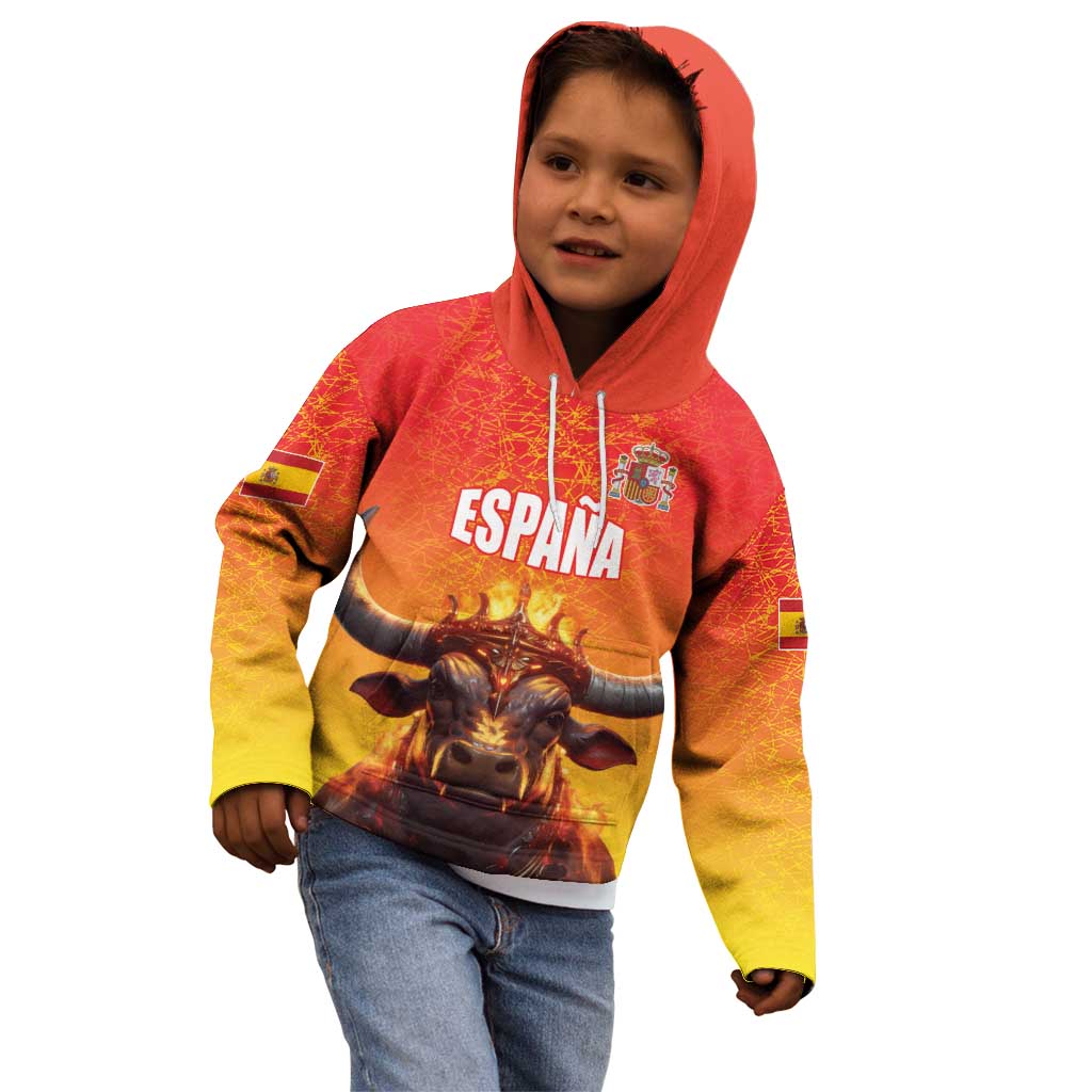 Personalized Spain Bull with Crown Kid Hoodie Espana Flag with Coat of Arms