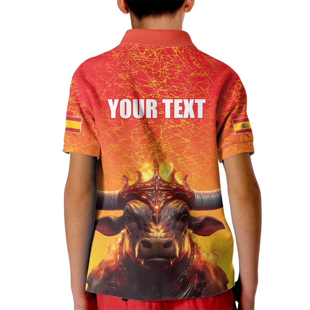 Personalized Spain Bull with Crown Kid Polo Shirt Espana Flag with Coat of Arms
