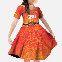 Personalized Spain Bull with Crown Kid Short Sleeve Dress Espana Flag with Coat of Arms