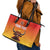 Personalized Spain Bull with Crown Leather Tote Bag Espana Flag with Coat of Arms