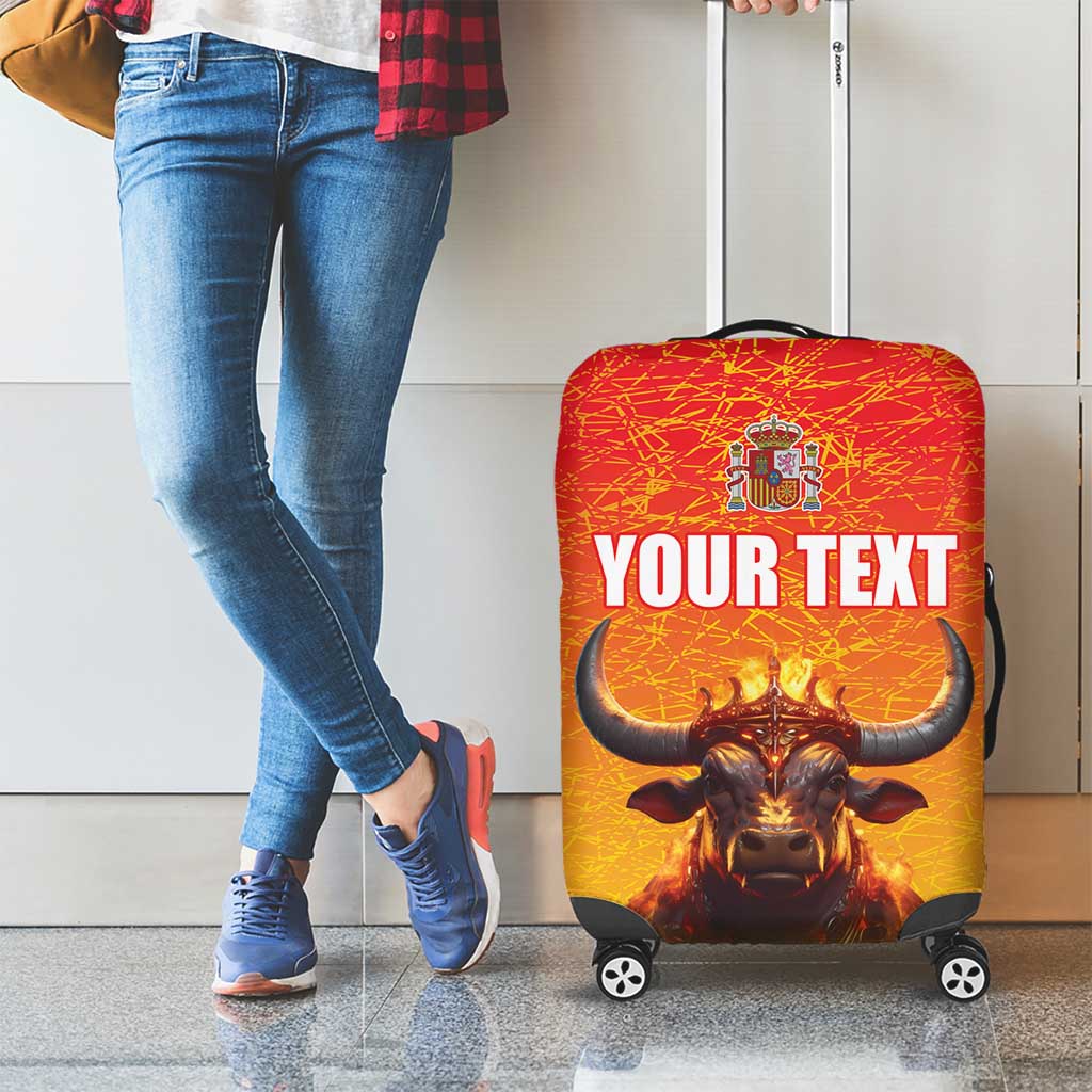 Personalized Spain Bull with Crown Luggage Cover Espana Flag with Coat of Arms