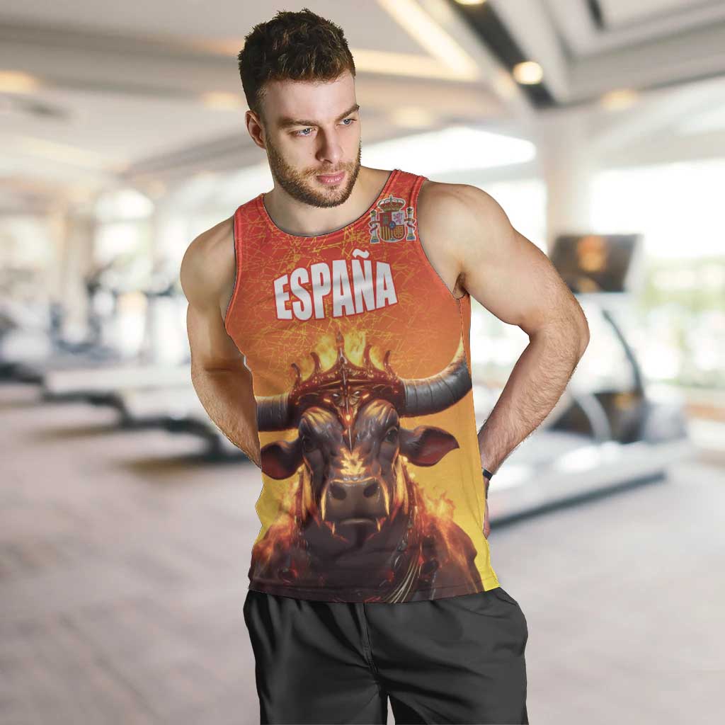 Personalized Spain Bull with Crown Men Tank Top Espana Flag with Coat of Arms