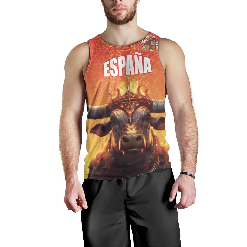 Personalized Spain Bull with Crown Men Tank Top Espana Flag with Coat of Arms