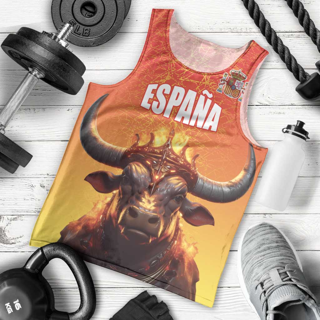 Personalized Spain Bull with Crown Men Tank Top Espana Flag with Coat of Arms