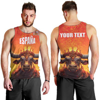 Personalized Spain Bull with Crown Men Tank Top Espana Flag with Coat of Arms