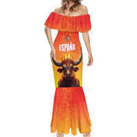 Personalized Spain Bull with Crown Mermaid Dress Espana Flag with Coat of Arms