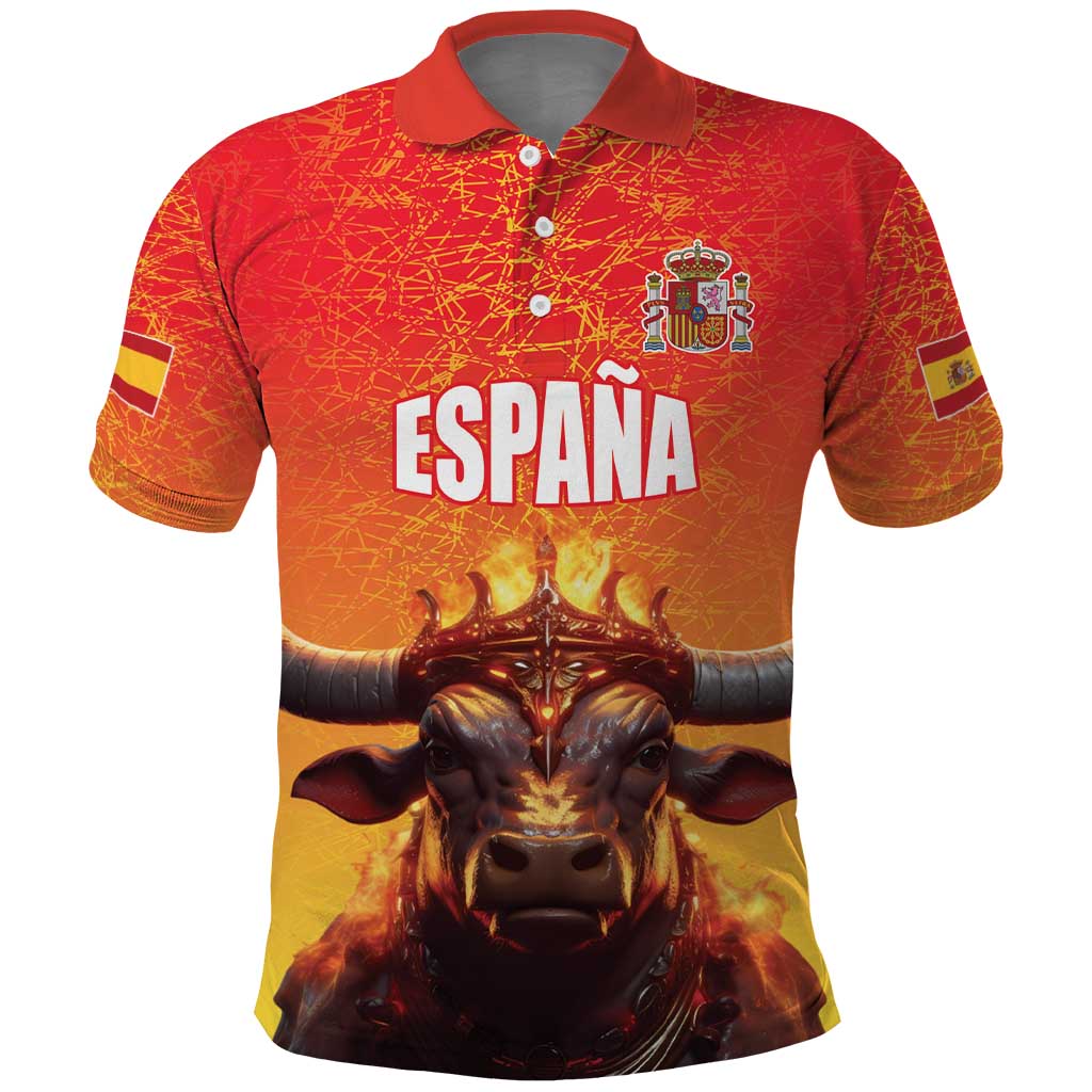 Personalized Spain Bull with Crown Polo Shirt Espana Flag with Coat of Arms