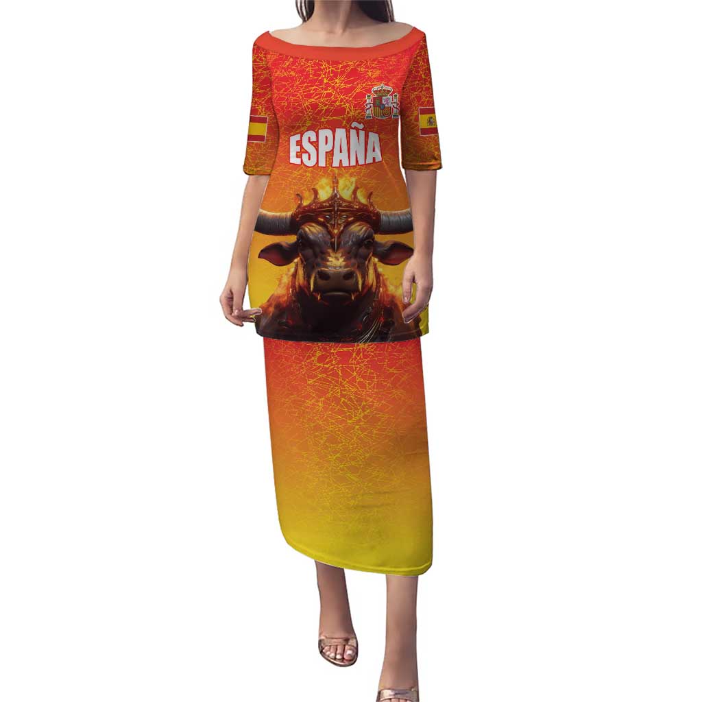 Personalized Spain Bull with Crown Puletasi Espana Flag with Coat of Arms