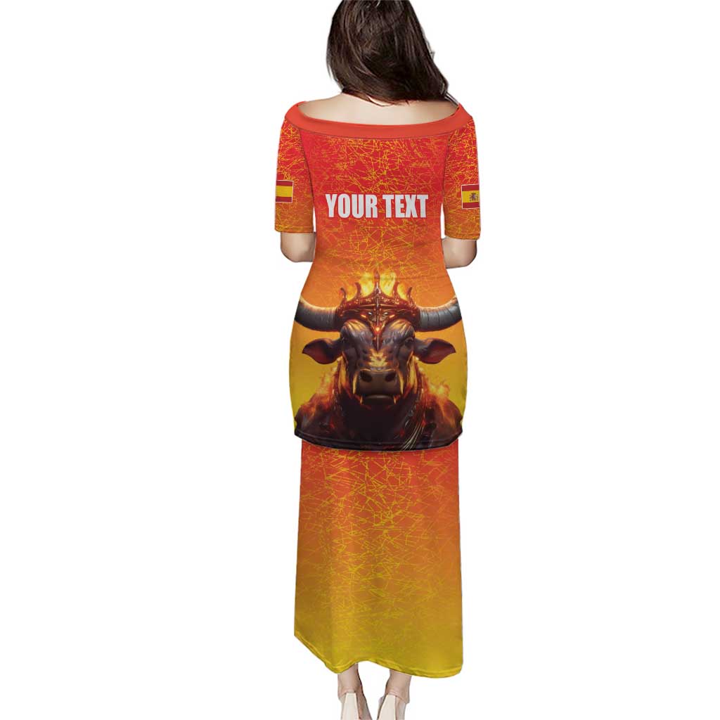 Personalized Spain Bull with Crown Puletasi Espana Flag with Coat of Arms