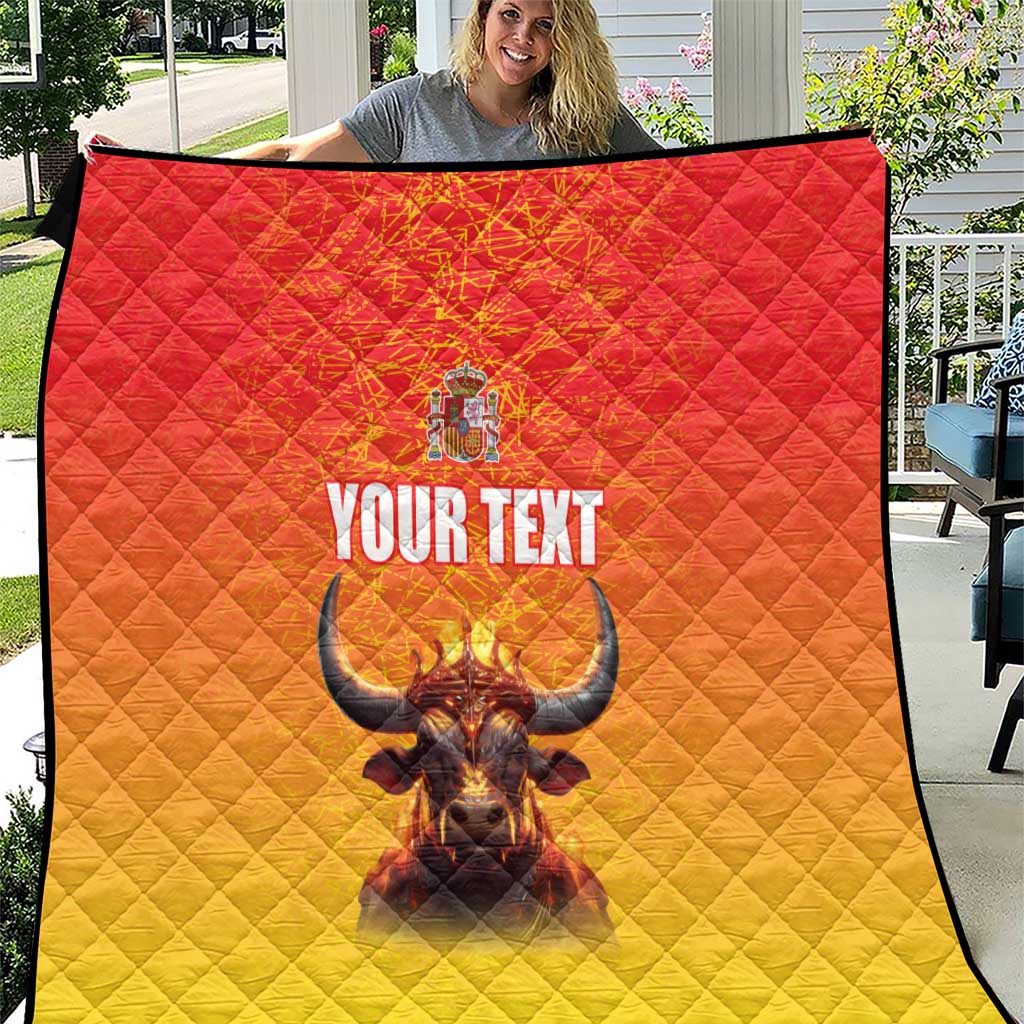 Personalized Spain Bull with Crown Quilt Espana Flag with Coat of Arms