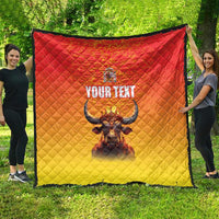 Personalized Spain Bull with Crown Quilt Espana Flag with Coat of Arms