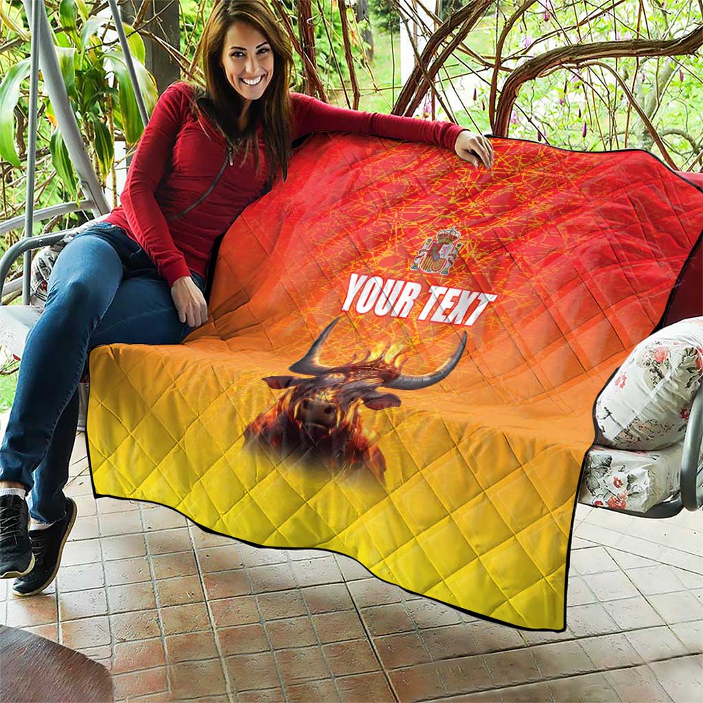 Personalized Spain Bull with Crown Quilt Espana Flag with Coat of Arms