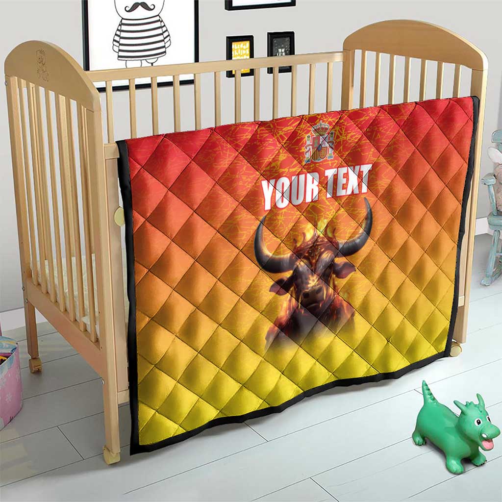 Personalized Spain Bull with Crown Quilt Espana Flag with Coat of Arms