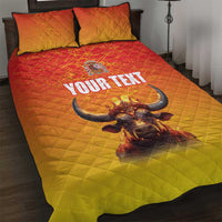 Personalized Spain Bull with Crown Quilt Bed Set Espana Flag with Coat of Arms