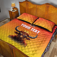 Personalized Spain Bull with Crown Quilt Bed Set Espana Flag with Coat of Arms