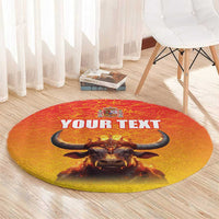 Personalized Spain Bull with Crown Round Carpet Espana Flag with Coat of Arms