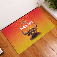 Personalized Spain Bull with Crown Rubber Doormat Espana Flag with Coat of Arms