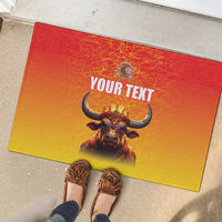 Personalized Spain Bull with Crown Rubber Doormat Espana Flag with Coat of Arms