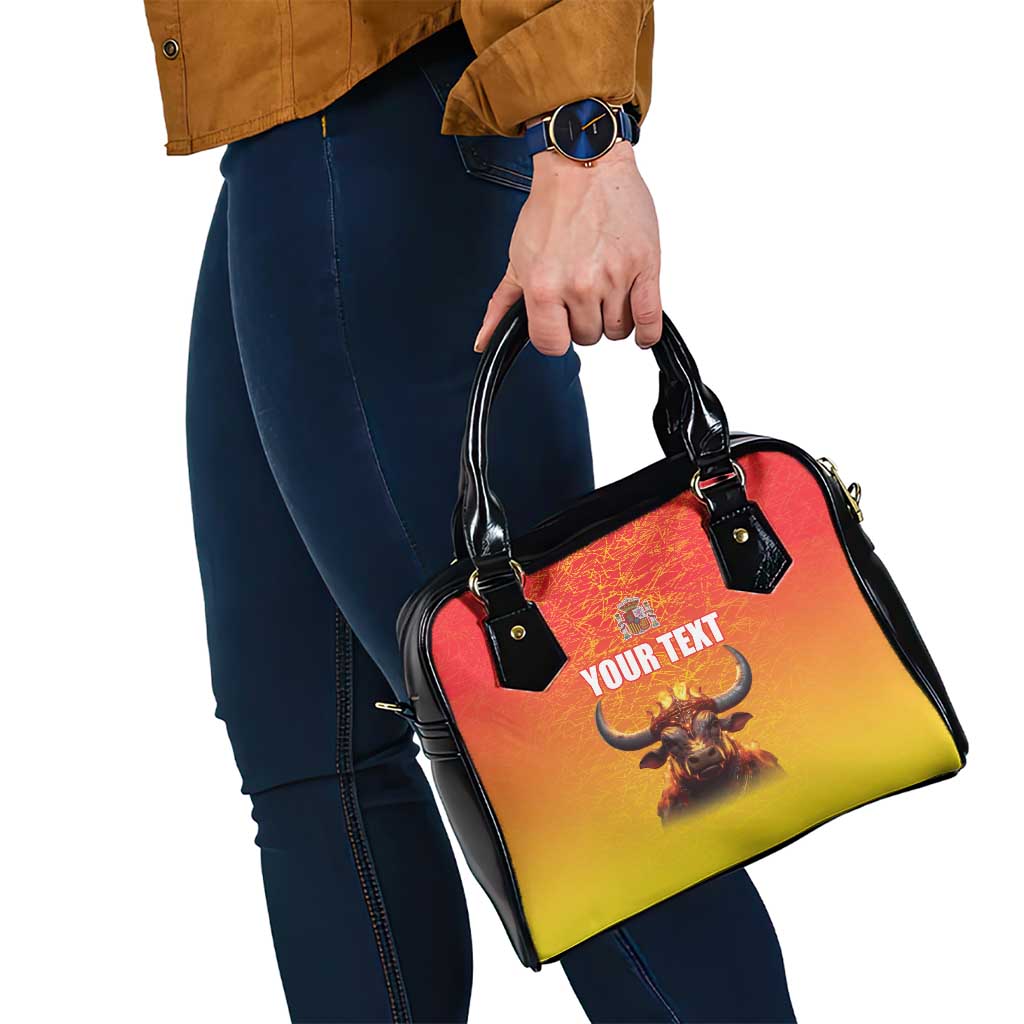Personalized Spain Bull with Crown Shoulder Handbag Espana Flag with Coat of Arms