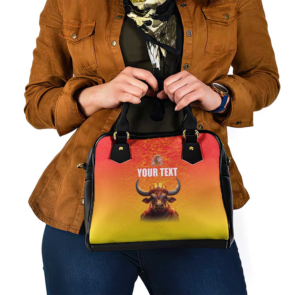 Personalized Spain Bull with Crown Shoulder Handbag Espana Flag with Coat of Arms