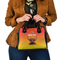 Personalized Spain Bull with Crown Shoulder Handbag Espana Flag with Coat of Arms