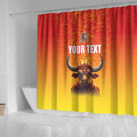Personalized Spain Bull with Crown Shower Curtain Espana Flag with Coat of Arms