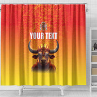 Personalized Spain Bull with Crown Shower Curtain Espana Flag with Coat of Arms