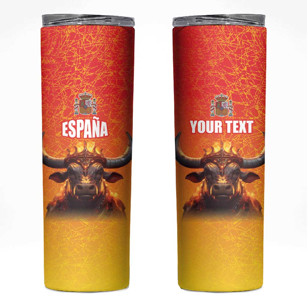 Personalized Spain Bull with Crown Skinny Tumbler Espana Flag with Coat of Arms