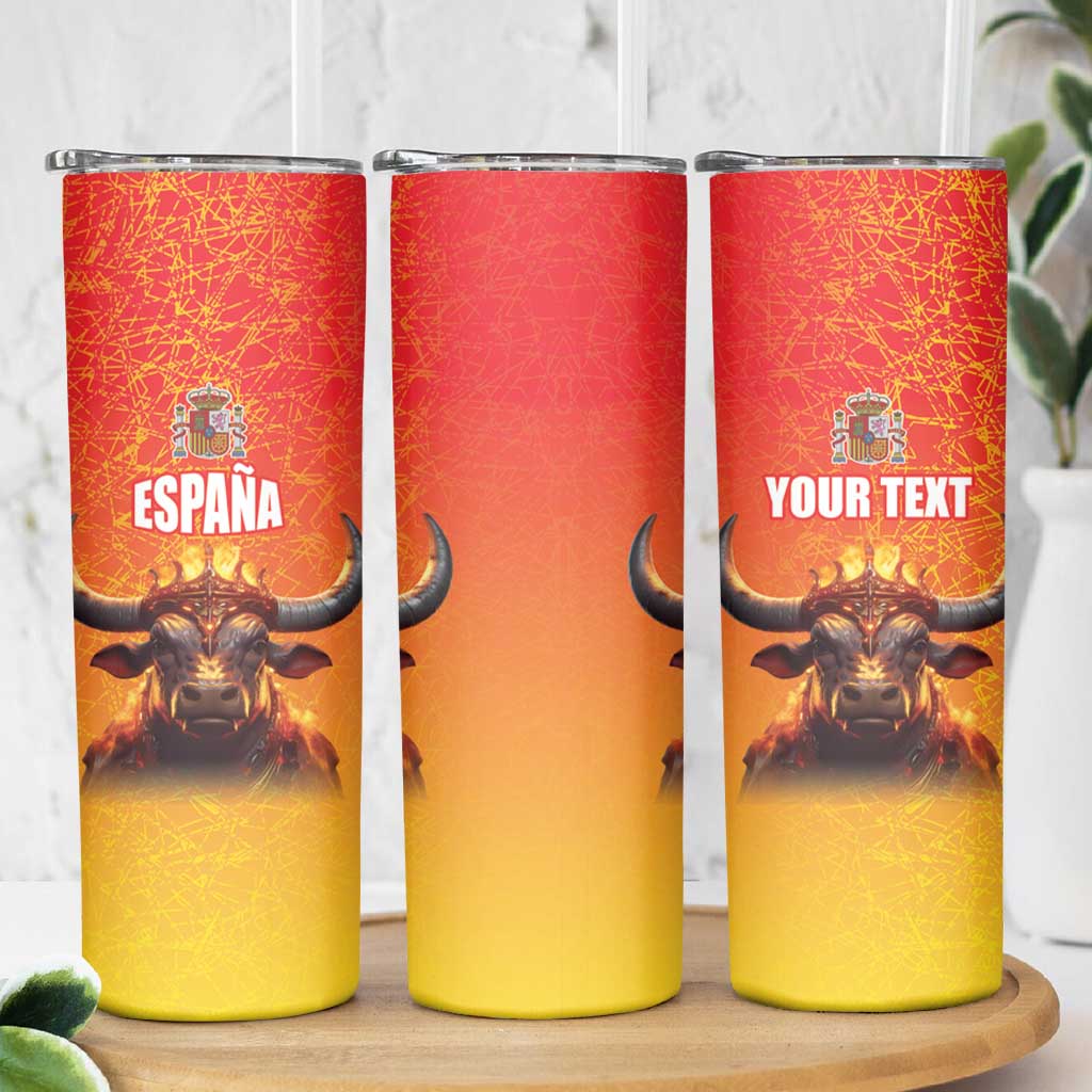 Personalized Spain Bull with Crown Skinny Tumbler Espana Flag with Coat of Arms